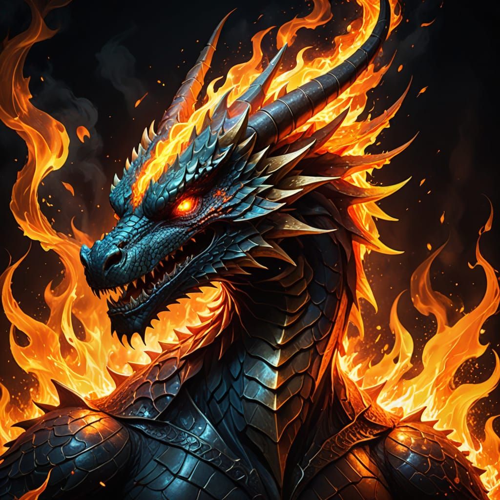 Fantasy Dragon in Fiery Embers