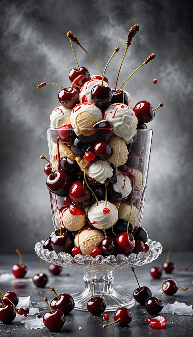 Sweet Cherry Ice Cream Delight in a Vibrant Sundae