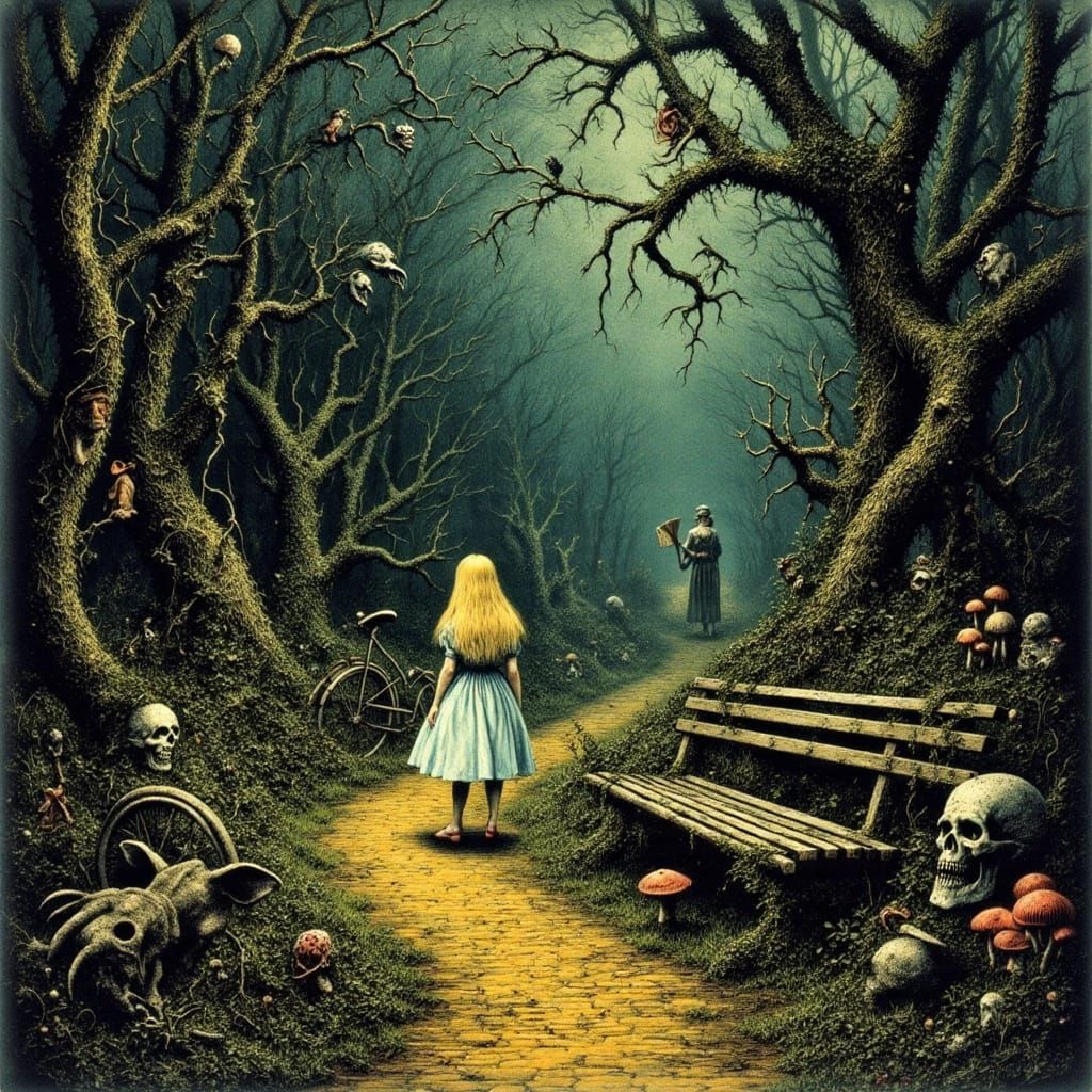 Eerie Thorny Garden in Dark Surrealist Style