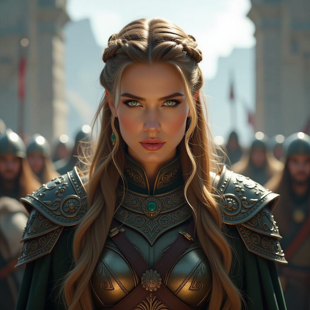 Viking Queen in Ornate Armor Digital Painting
