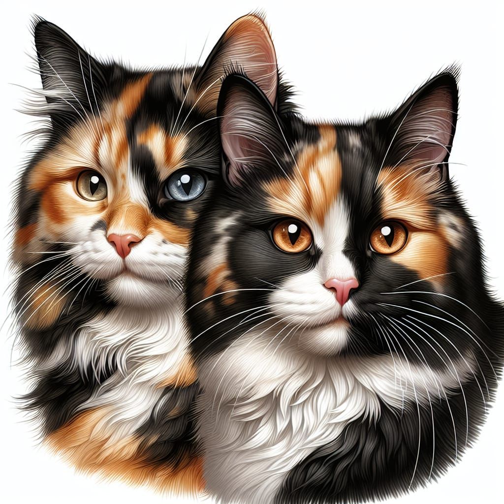 Tortoiseshell Cat with Black and White Companion