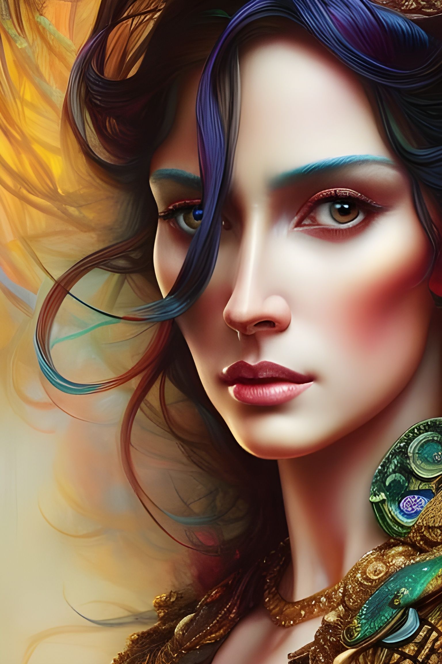 Goddess Portrait in Colorful Digital Painting Style