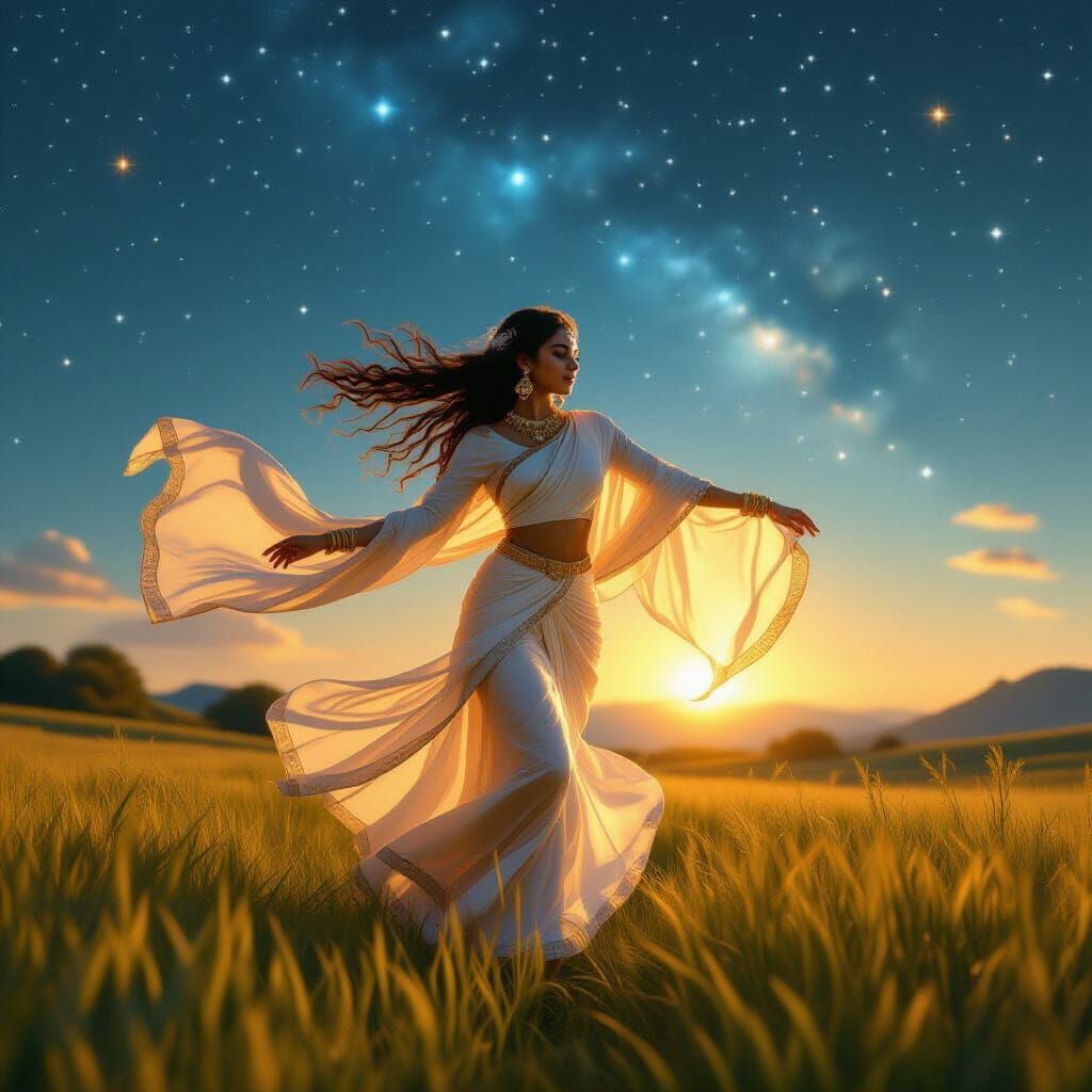 Dancing Wind Spirit in Dreamy Realism Style