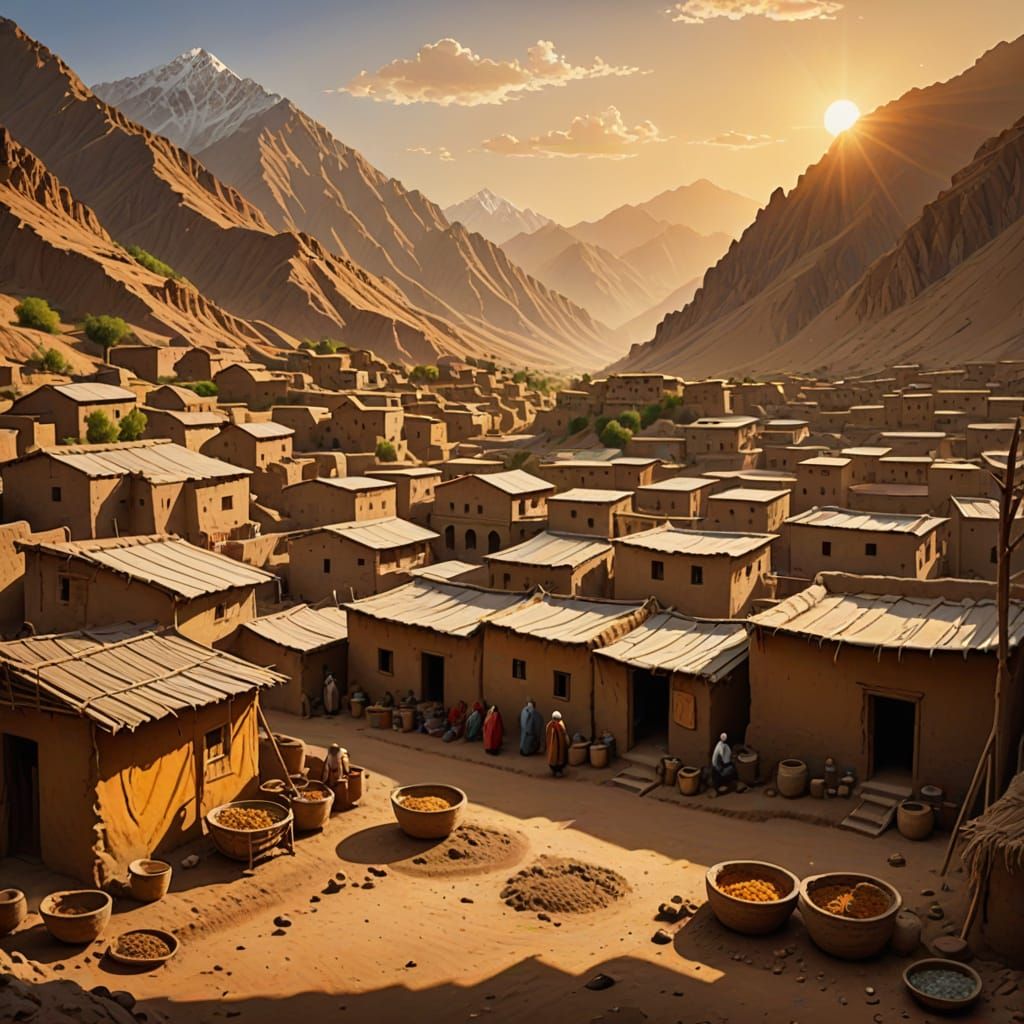 Peaceful Afghan Village at Golden Hour