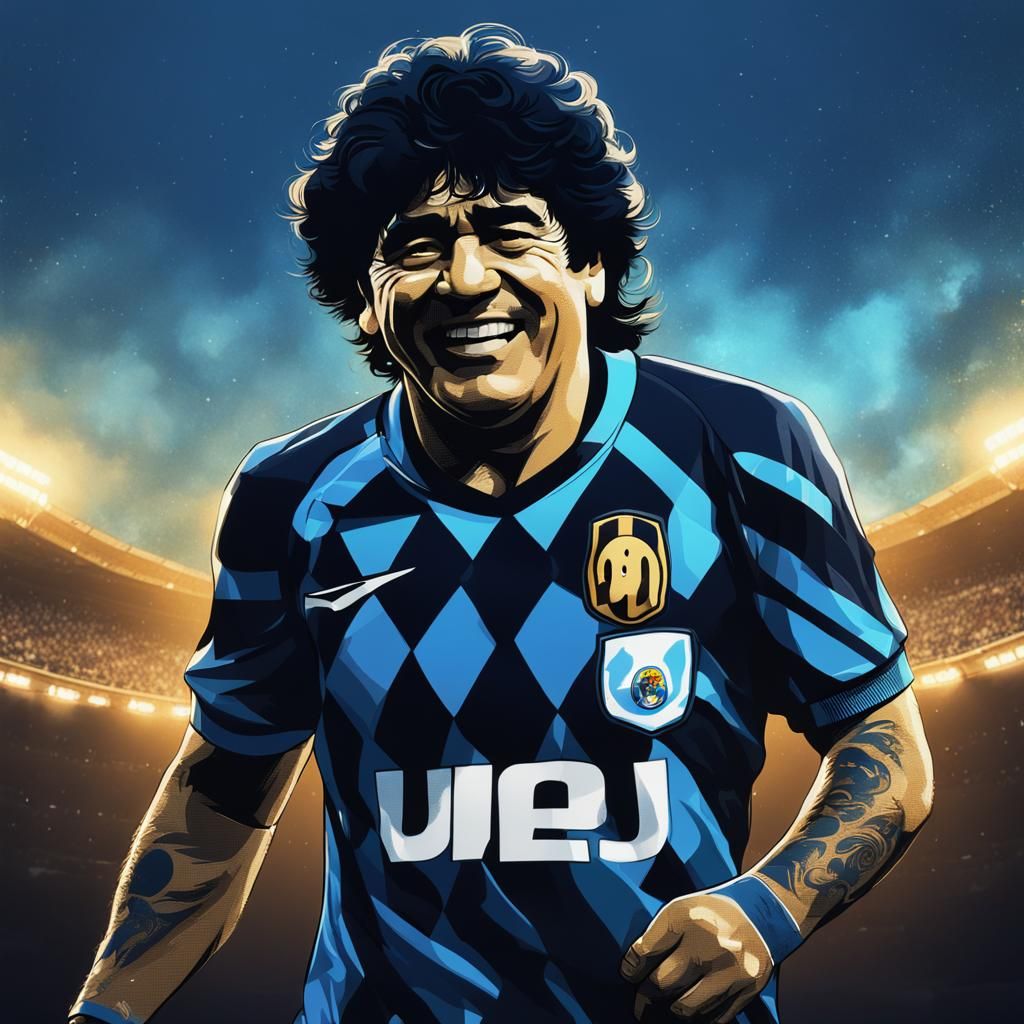 Diego Maradona Silhouette in Detailed Matte Painting