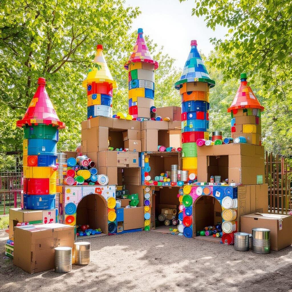 Whimsical Trash-Built Play Space for Children