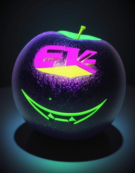 Epic Retro-Futuristic Apple Sculpture in Neon 3D
