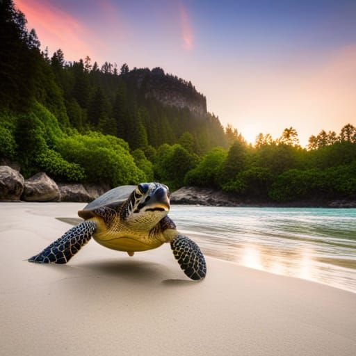 Sea Turtle on a Tranquil Beach