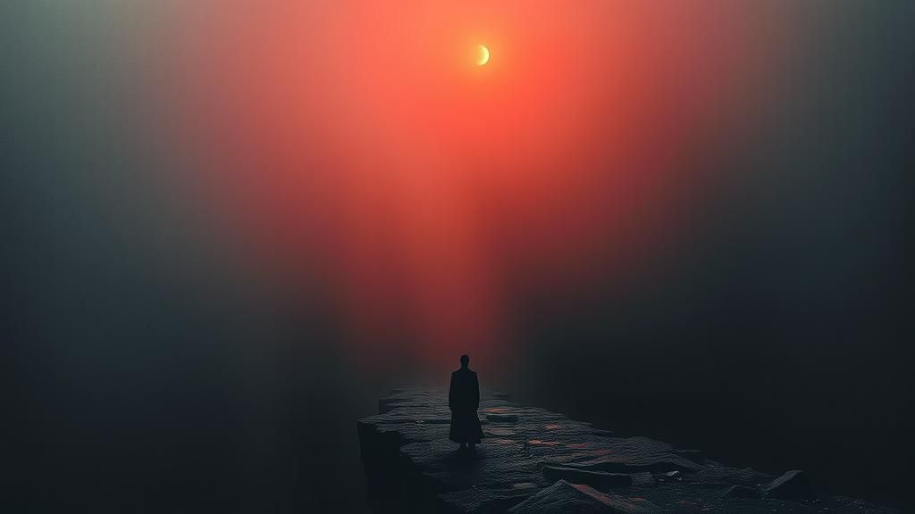 Surreal Descent Into Deepest Darkness: Oil on Canvas