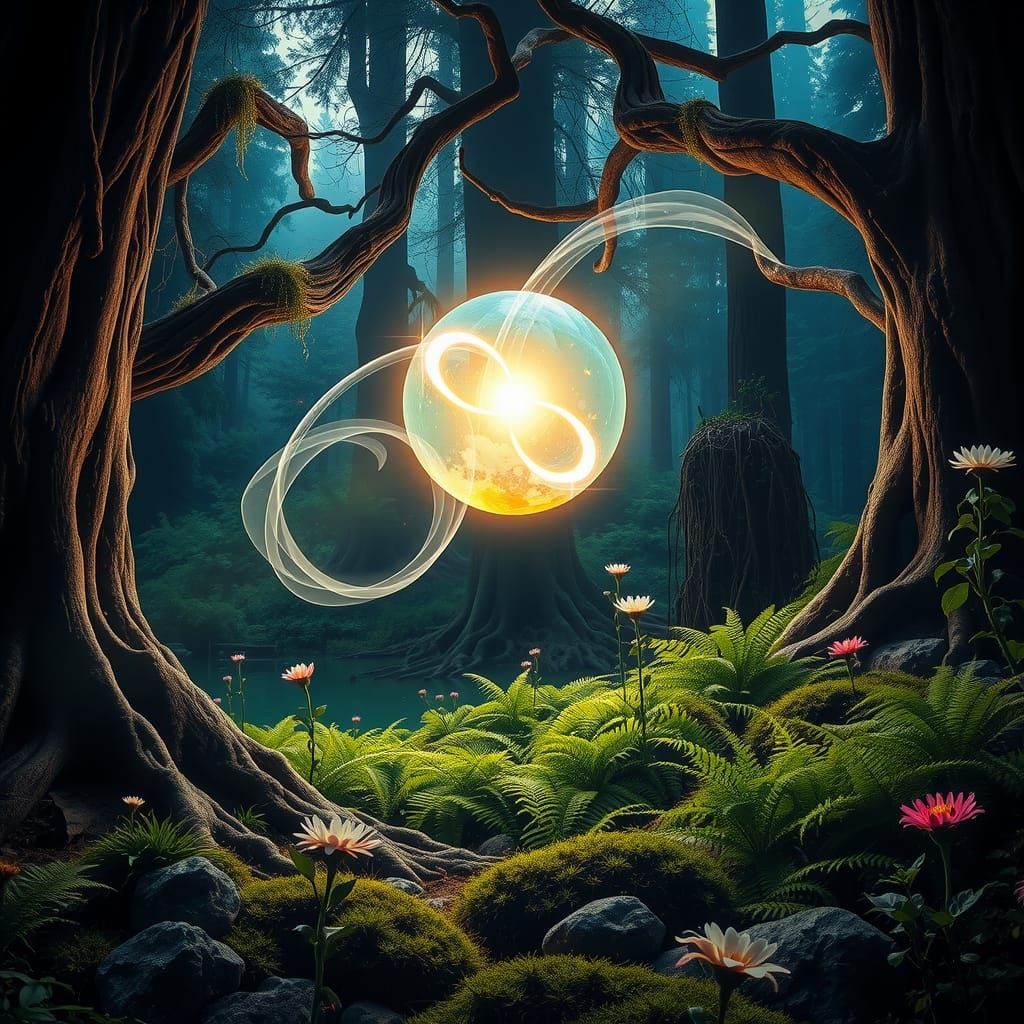 Luminescent Orb in Mystical Forest