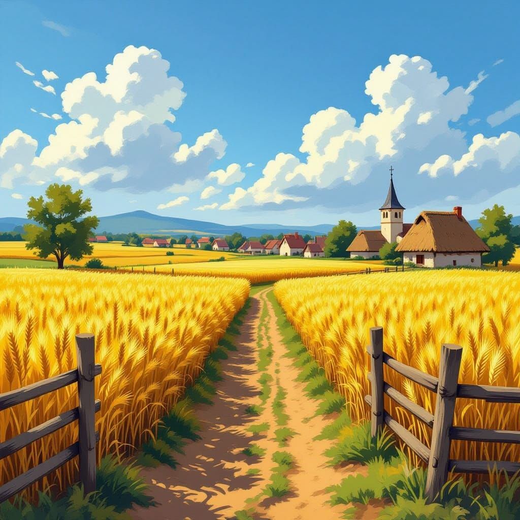 Golden Wheat Field in Medieval Romania