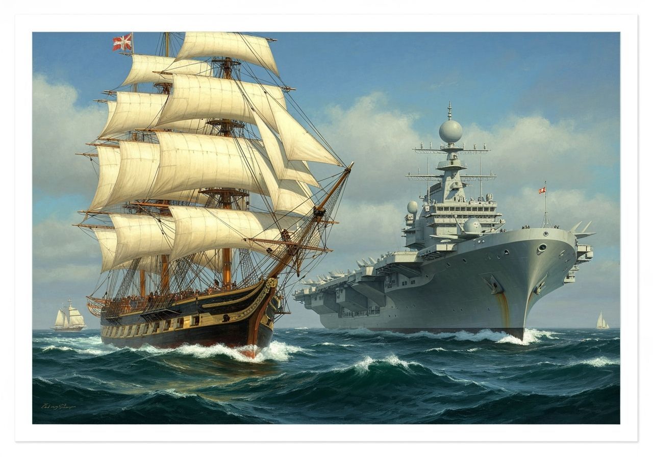 Tall Ship Meets Aircraft Carrier on Turbulent Seas