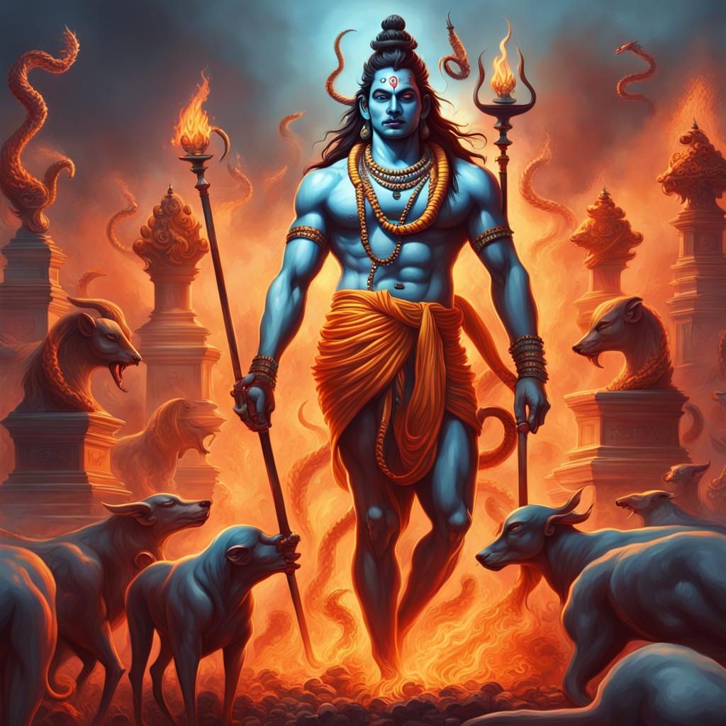 Lord Shiva in Cemetery: Hyperrealistic Concept Art