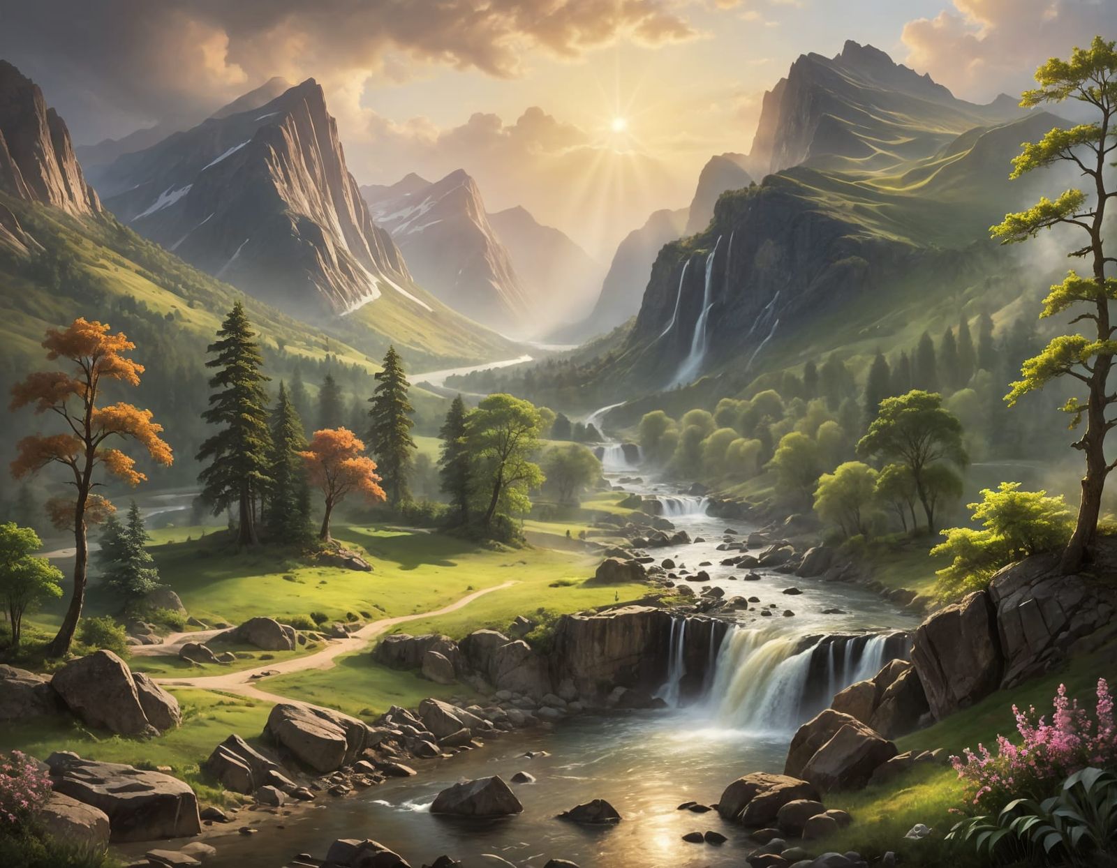 Spring Valley Panorama in Vibrant Colors
