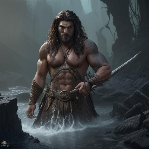 Detailed Matte Painting of Jason Mamoa