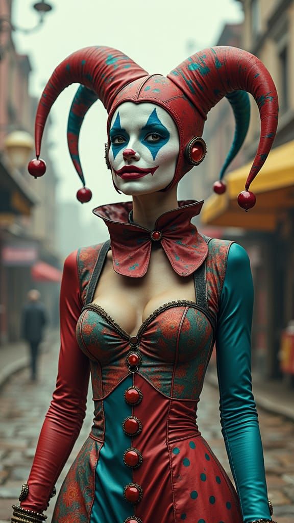 Jester in Disintegrating Carnival, Dark Fantasy Art