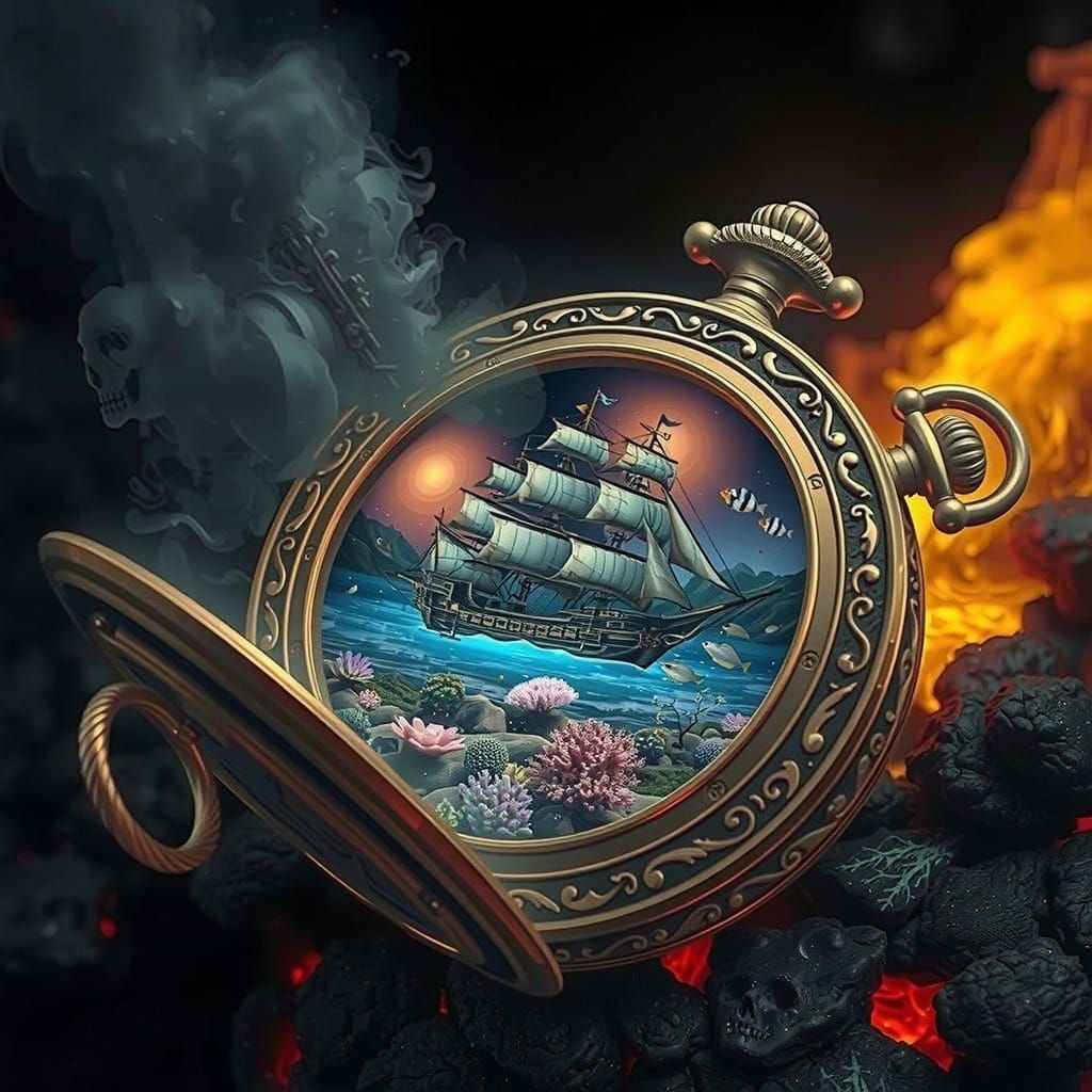 Surreal Pirate Shipwreck Rises from Volcanic Embers