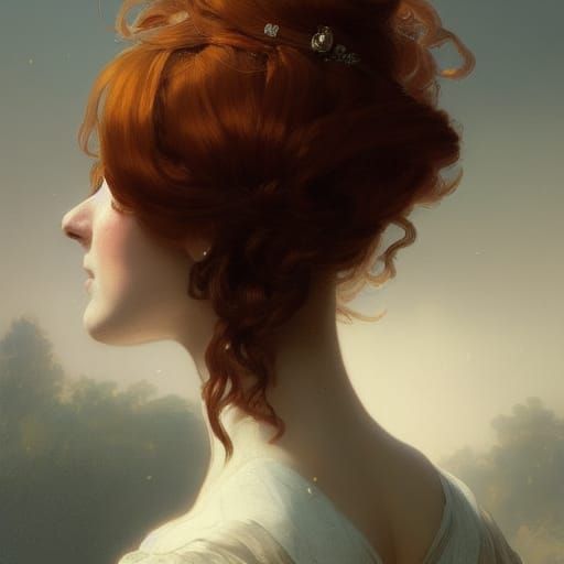 Elegant Lady in 18th Century Dress, Art Nouveau Portrait
