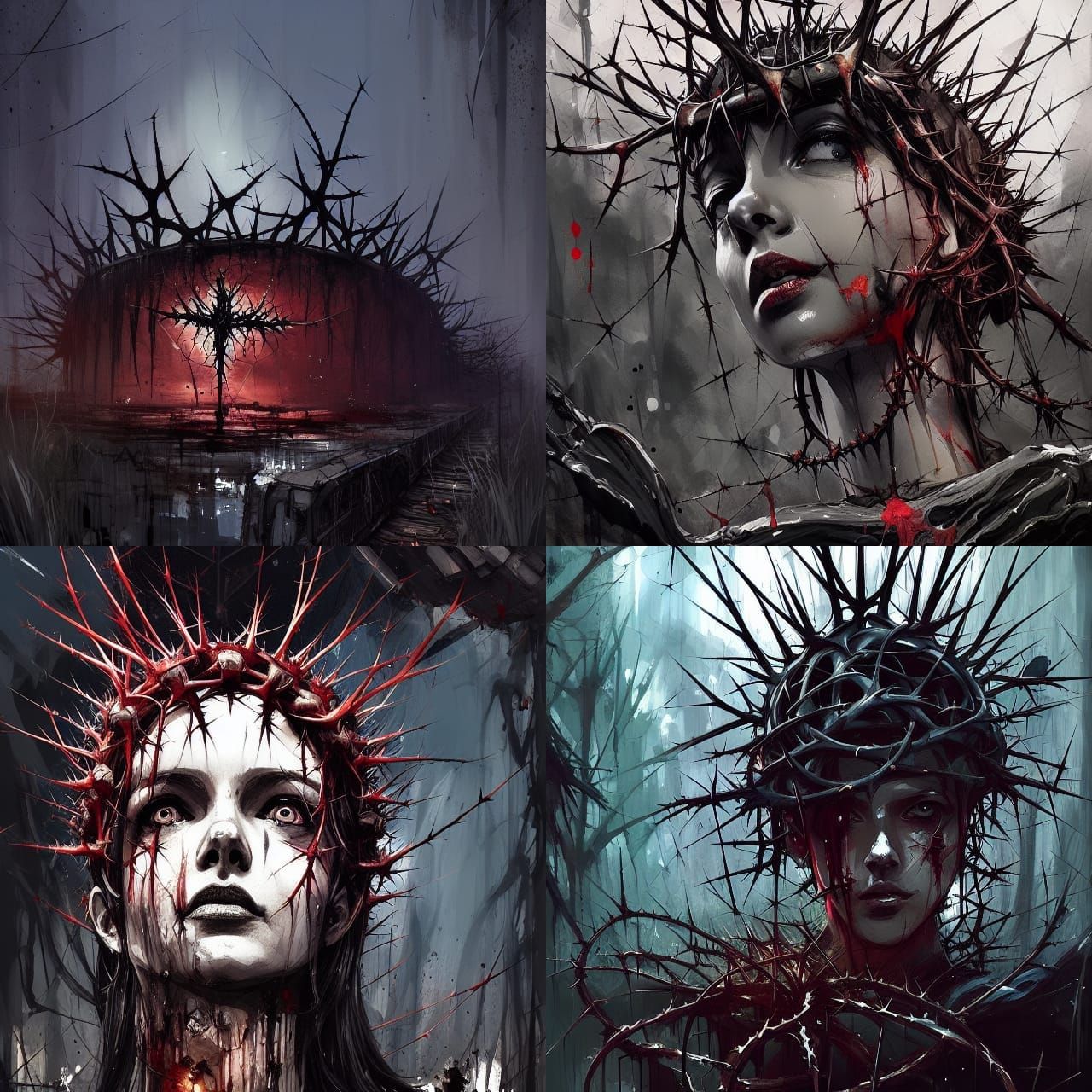 Terrifying Crown of Thorns in Horror Style