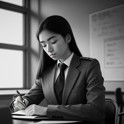 Student in School Uniform Taking an Exam