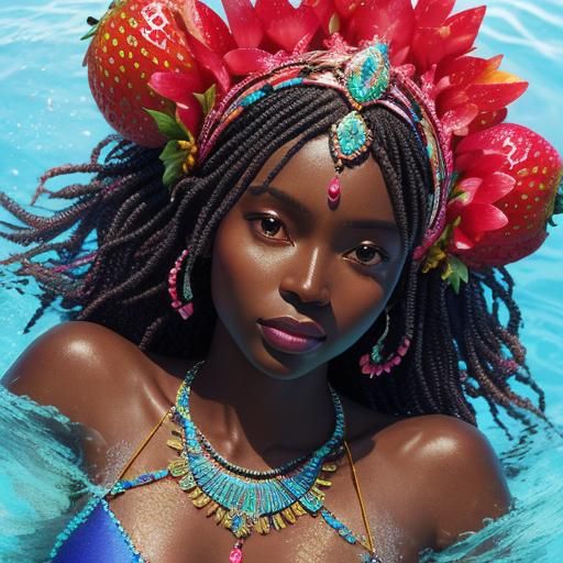Kenyan Woman in Azalea Bikini, Hyperrealistic Portrait