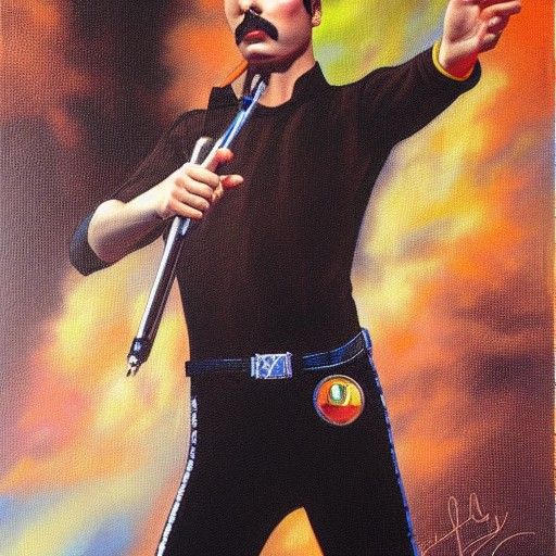Freddie Mercury Portrait in Oil Paint
