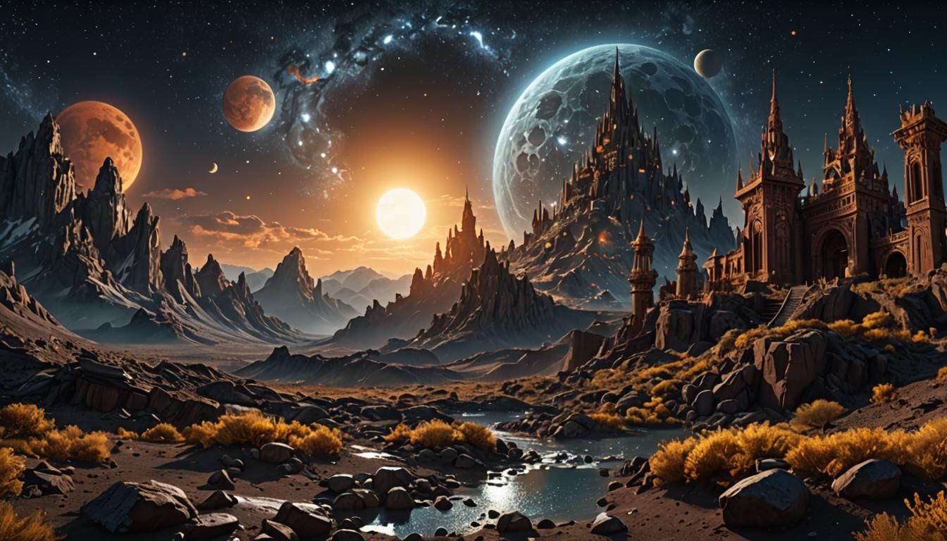 Solar and Lunar Spirit Fantasy Art, 8K