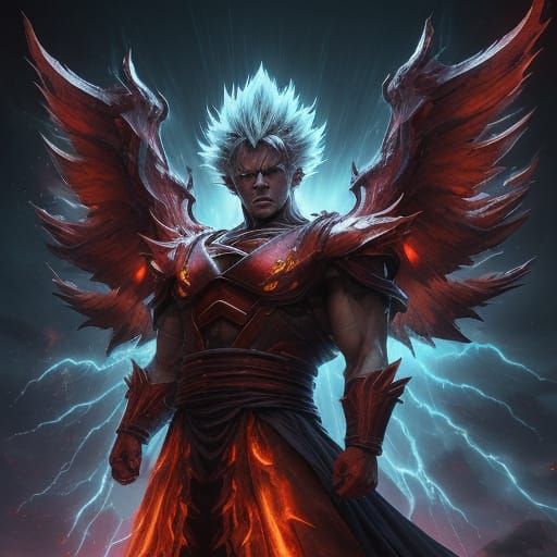 Super Saiyan Transformation with Red Aura and Dragon Wings