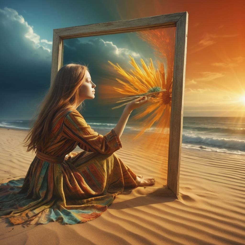 Surreal Candle Flame in Art Brut Photoillustration