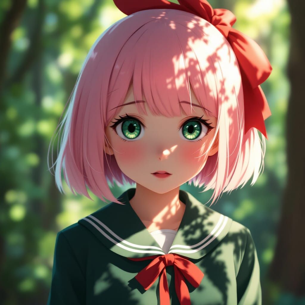Anime Child with Pink Hair, Ghibli Style