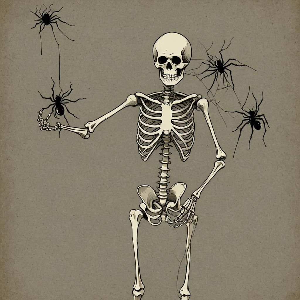 Skeleton and Spider Still Life