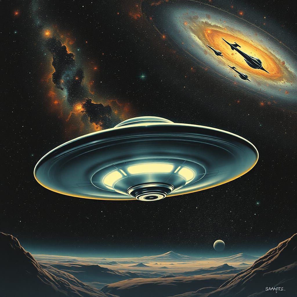 1960s Flying Saucer in Cosmic Wonderland
