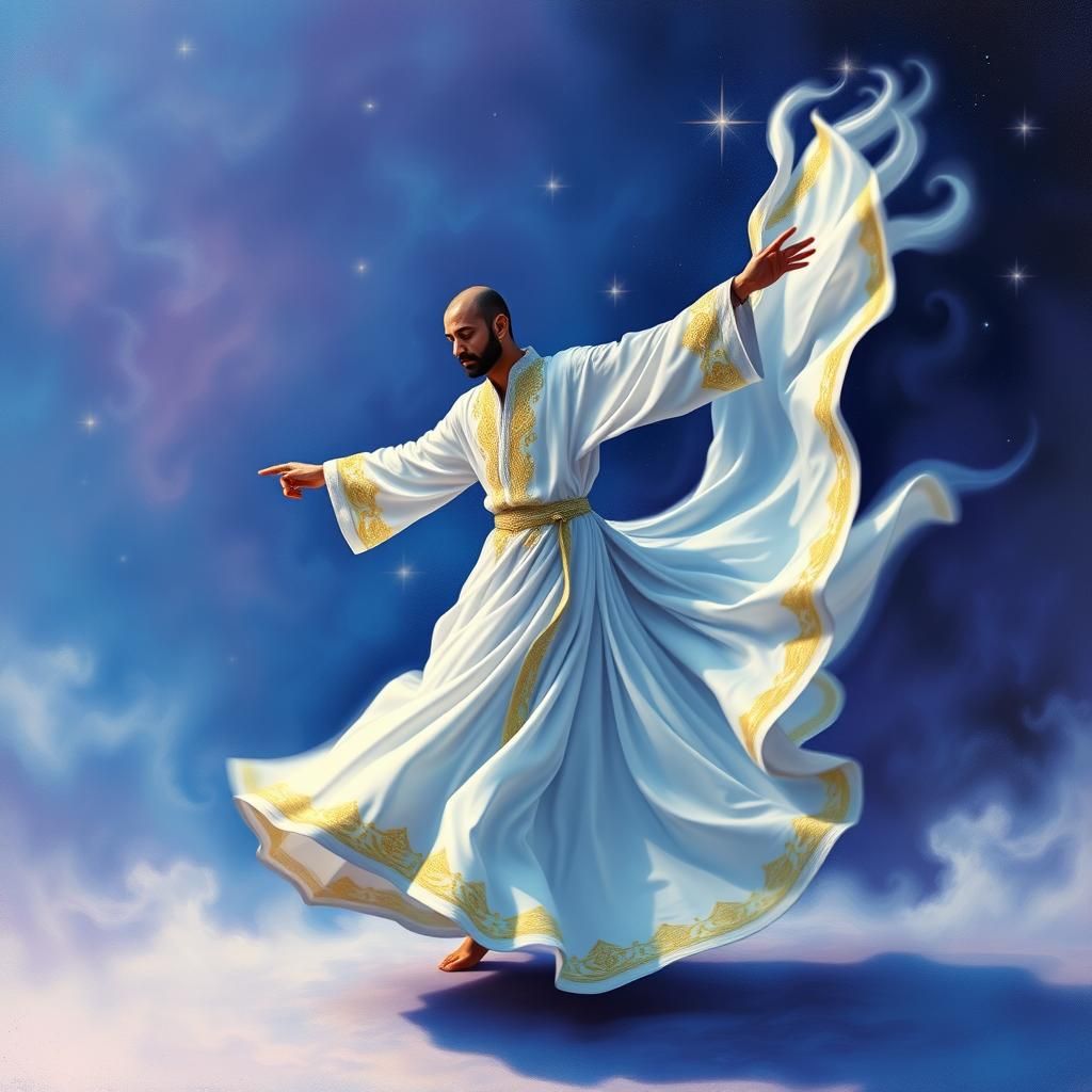 Whirling Dervish in Motion: Surrealist Image