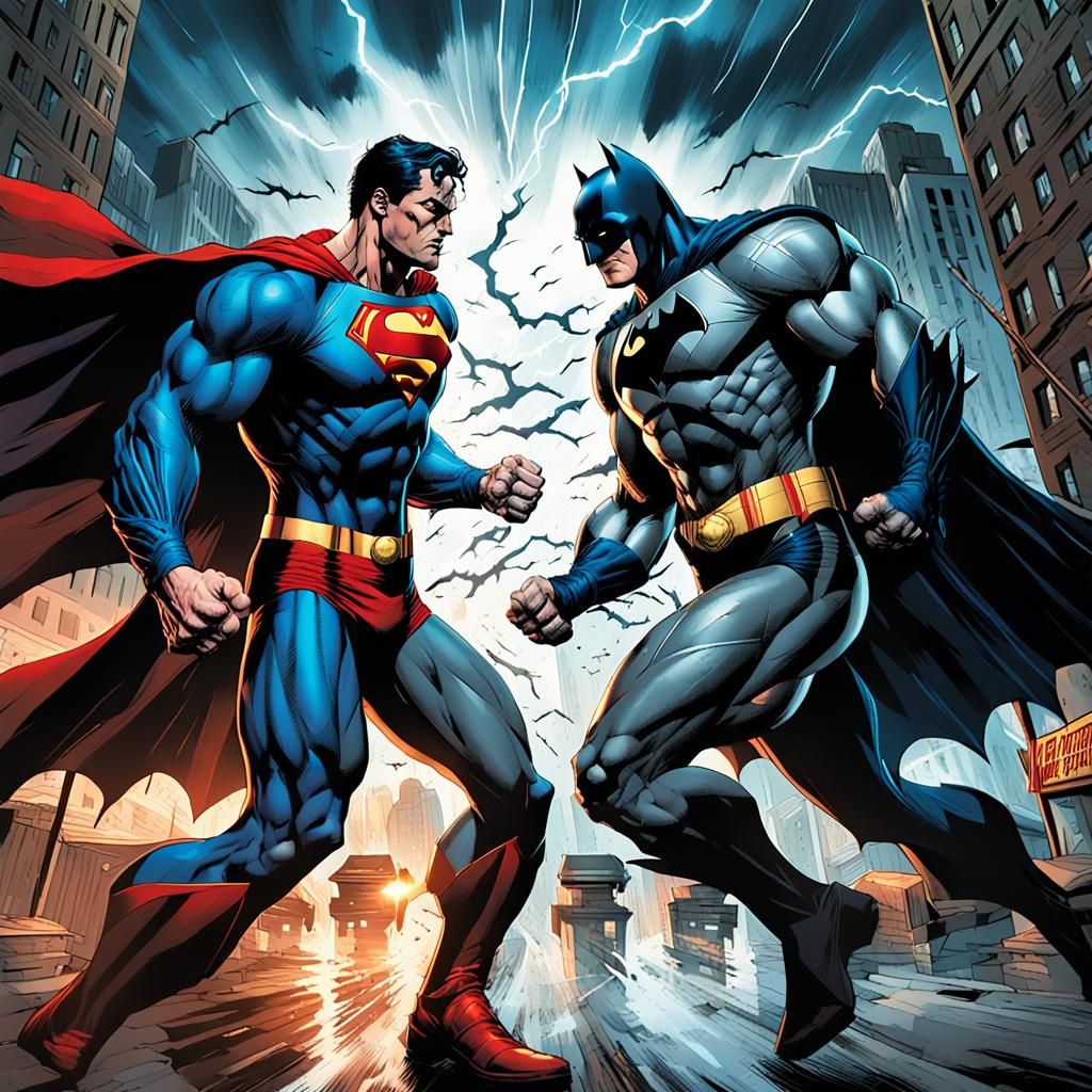 Superman vs. Batman: Comic Book Battle in Gotham
