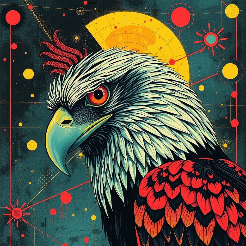 Eagle in Neon Cyberpunk Aesthetic