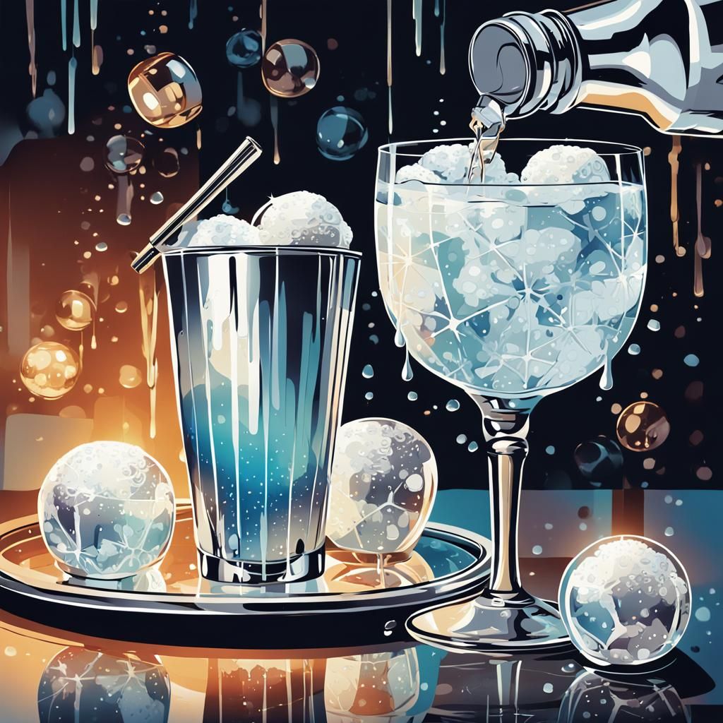 Vintage Snowball Cocktail Illustration in Degas Style