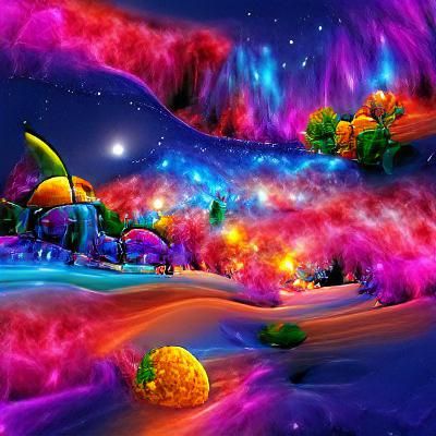 Colorful Cosmic Nebula in Dreamlike Style