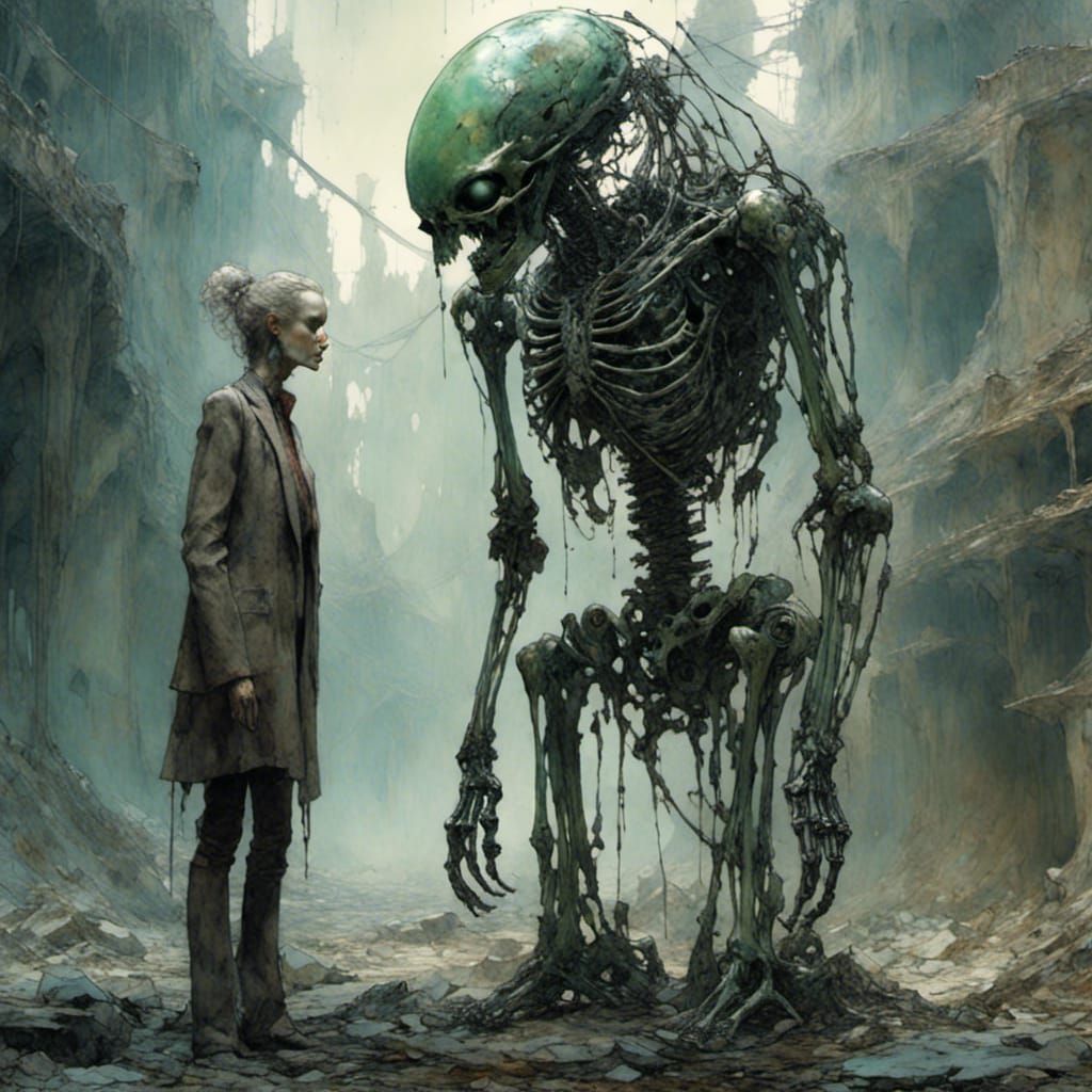 Terrifying Melting Alien Cyborg in Sci-Fi Horror