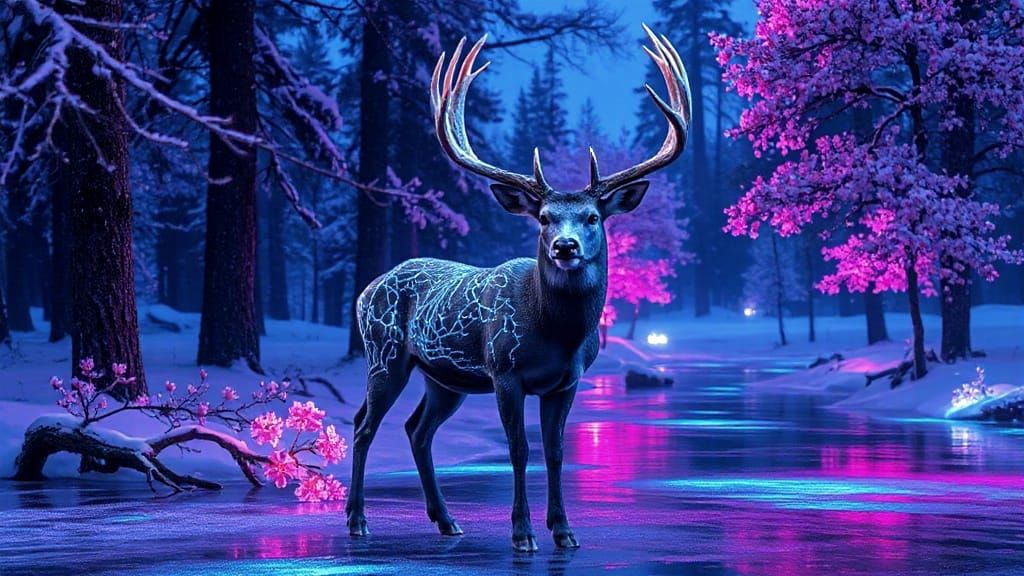 Luminous Stag in Frosted Serenity