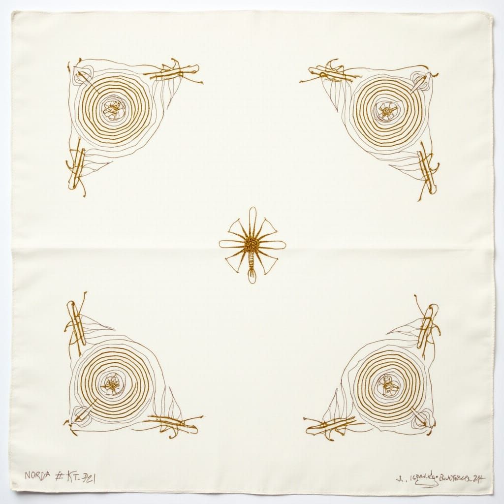 Handkerchief with Kolam Patterns in Blueprint Style