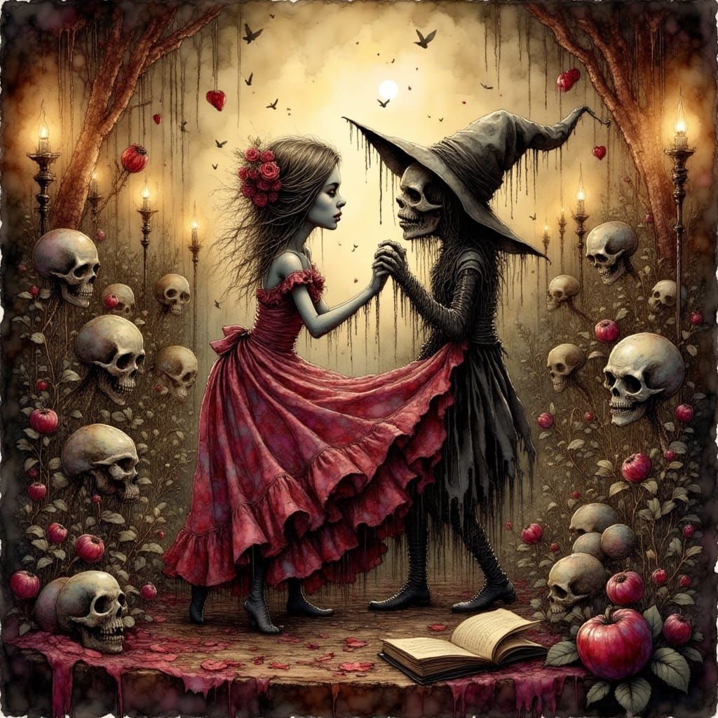 Witch and Zombie Dance at Haunted Ball