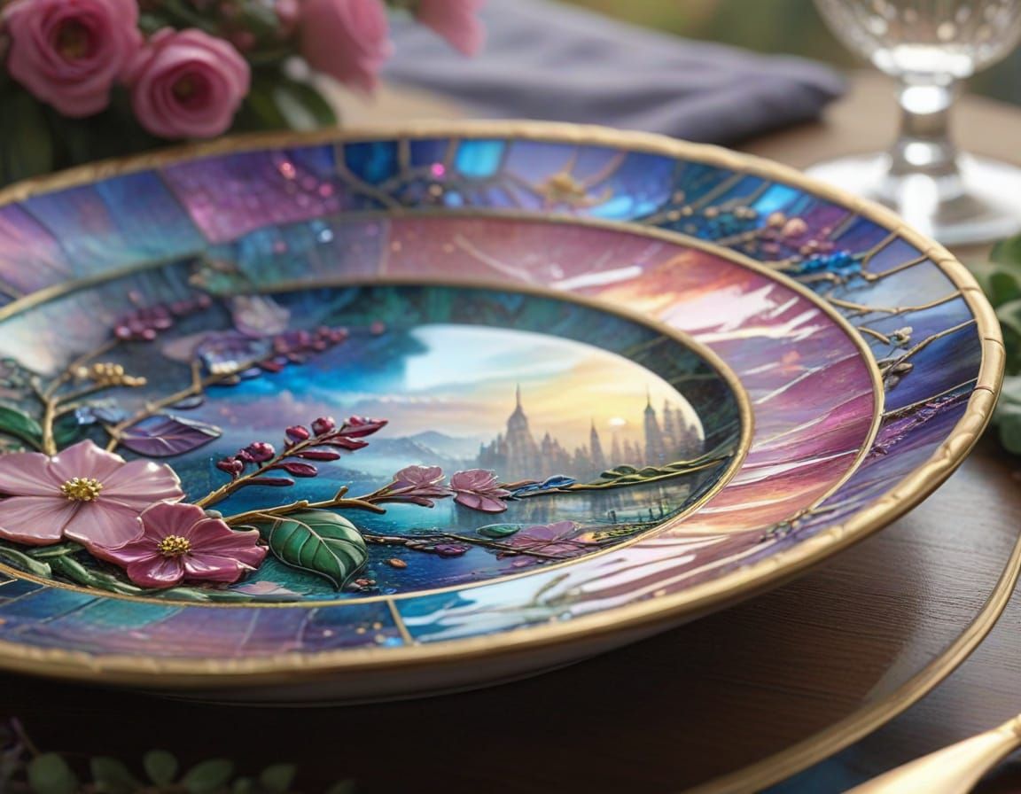 Ethereal Stained Glass Fine China in Misty Fantasy
