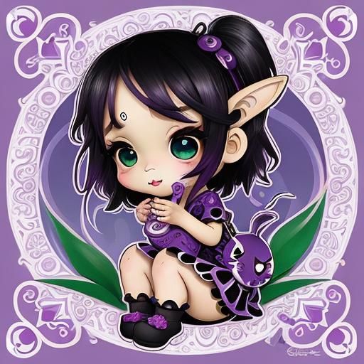 Adorable Chibi Eggplant Portrait in Pop Art Style