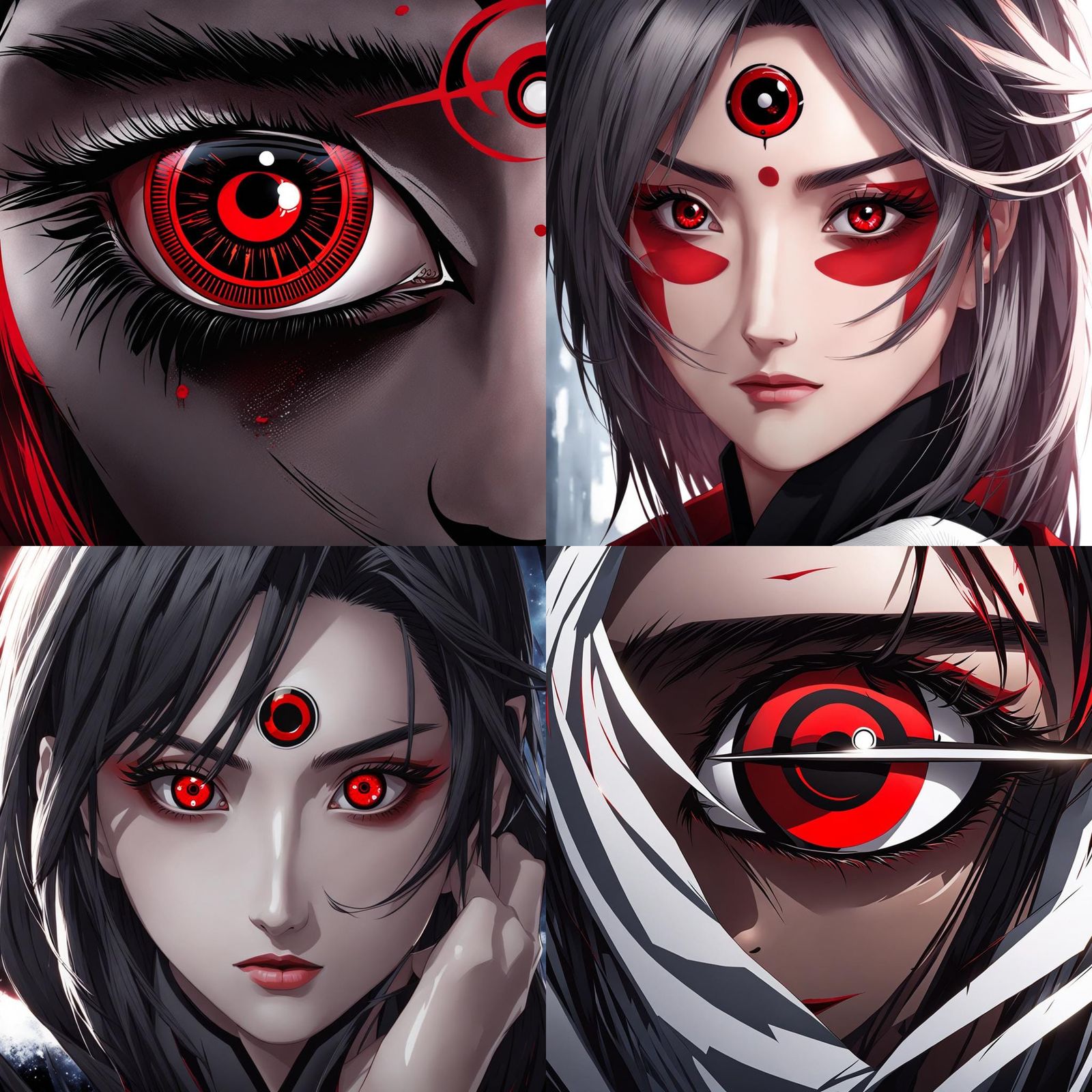 Girl with Sharingan Eyes Digital Portrait