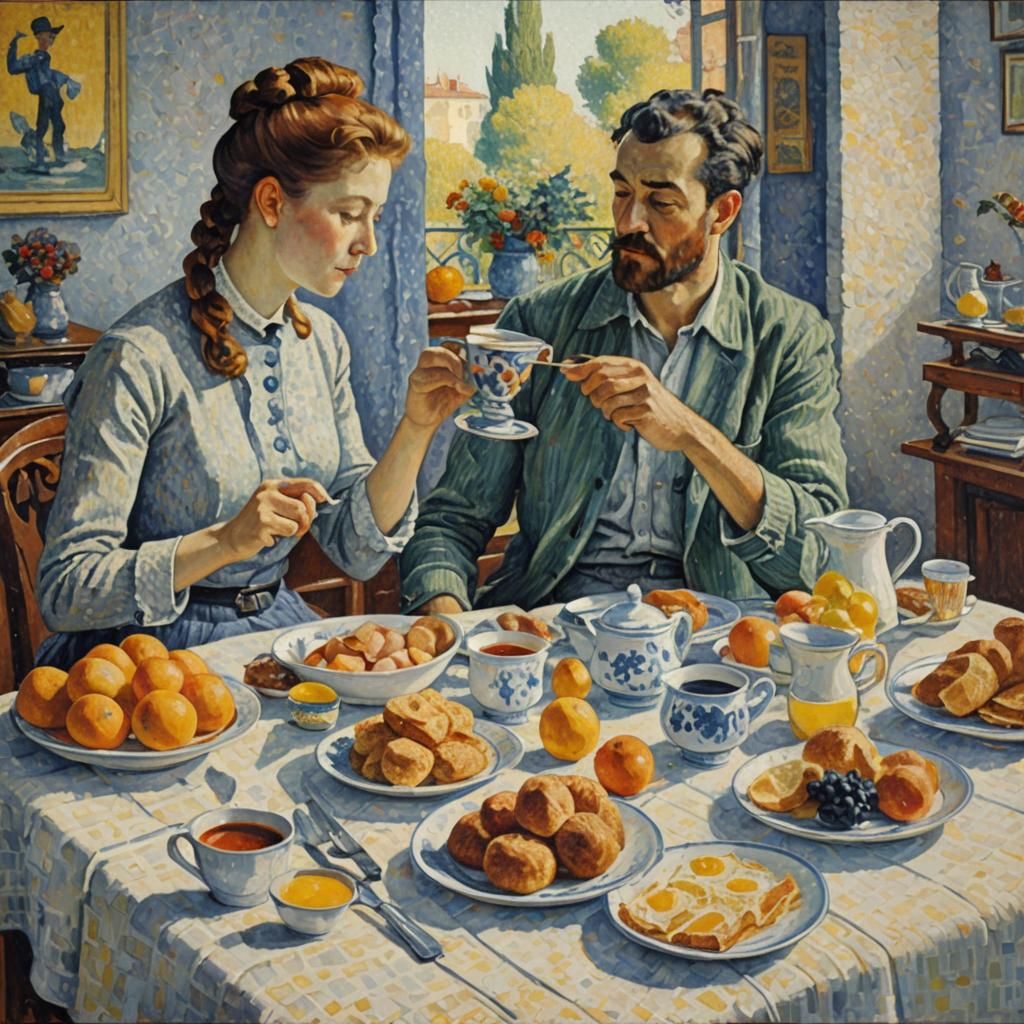 Paul Signac, the breakfast, pointillism