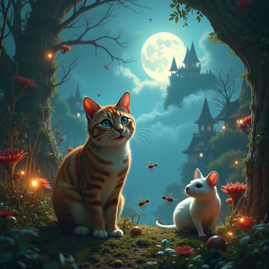 Fantastical Wonderland with Cheshire Cat and Taco