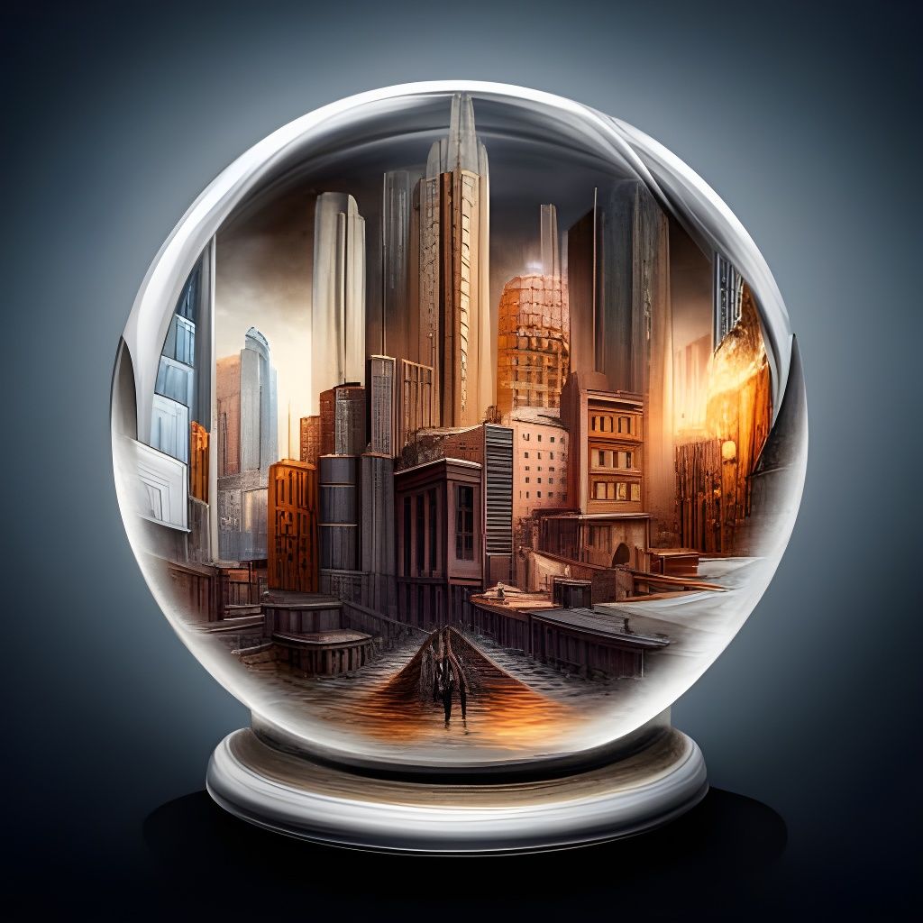 Dystopian City in Snow Globe: Cyberpunk Masterpiece