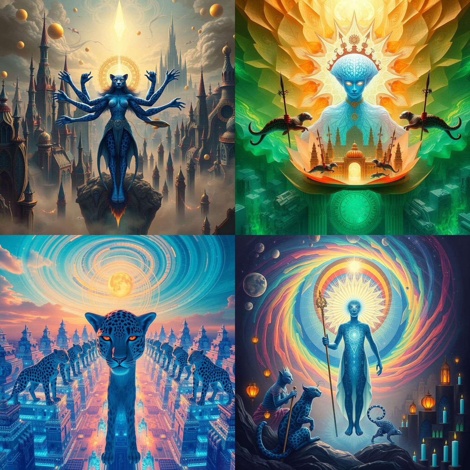 Cosmic Rainbow Bridge in Time's City of 11 Blue Leopard Gods