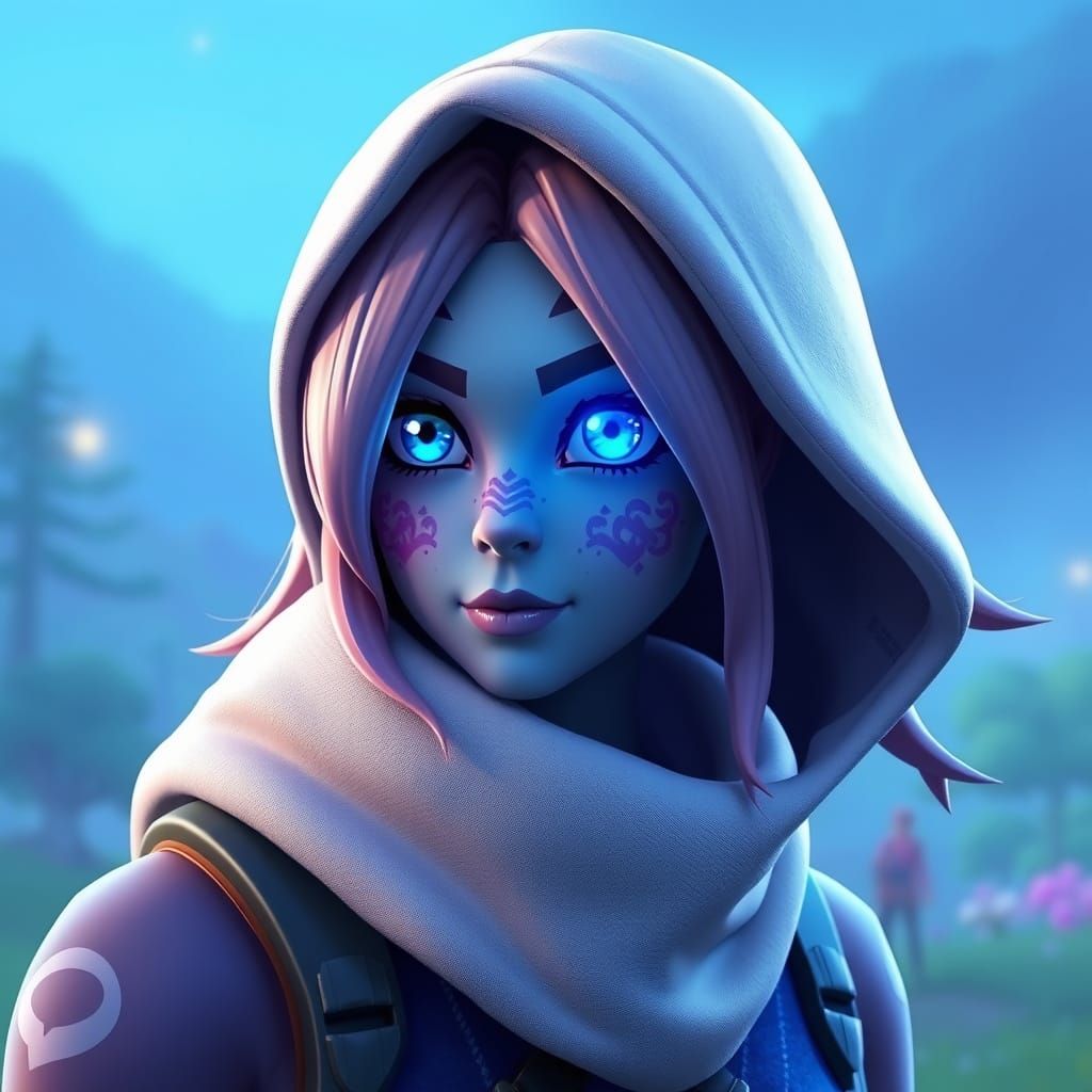 Girl with Blue Eyes in Fortnite-Inspired Skin