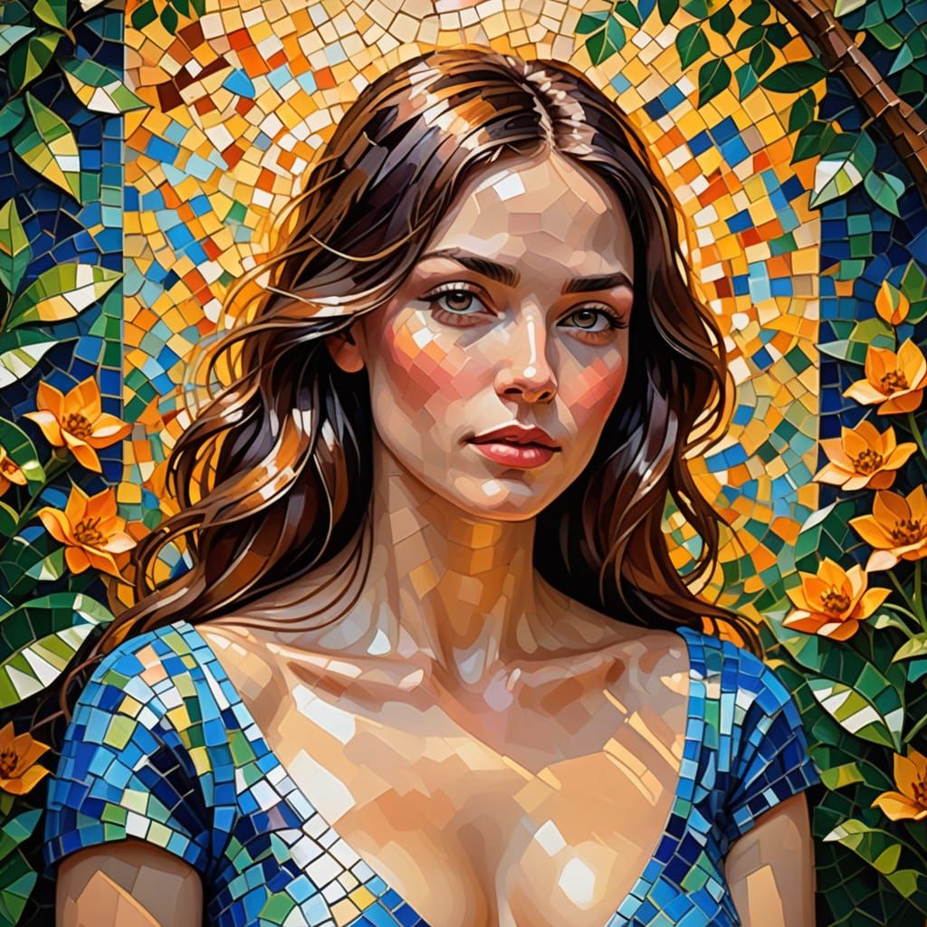 Impressionist Mosaic Portrait in Vibrant Oil Paint